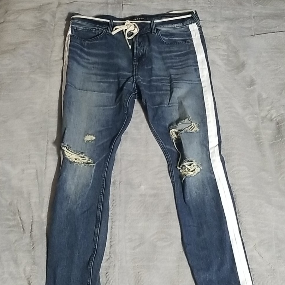 Pacsun white striped distressed jeans